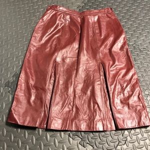 Etienne Aigner Red Leather Skirt